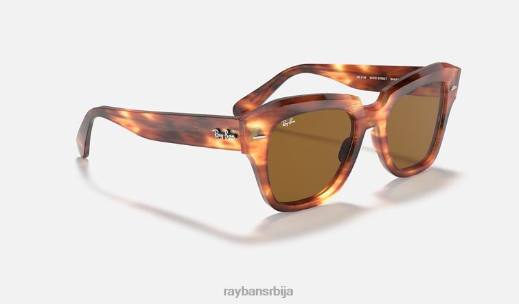 Ray-Ban државна улица P0HP622 наочаре за сунце углачана пругаста хавана/браон мушкарци