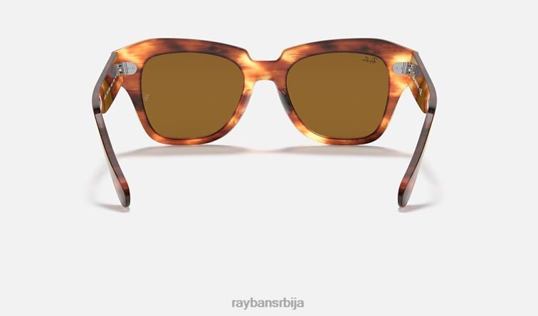 Ray-Ban државна улица P0HP622 наочаре за сунце углачана пругаста хавана/браон мушкарци