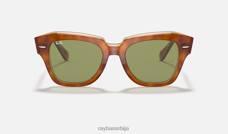 Ray-Ban државна улица P0HP623 наочаре за сунце углачана хавана на провидној беж/светло зеленој боји мушкарци