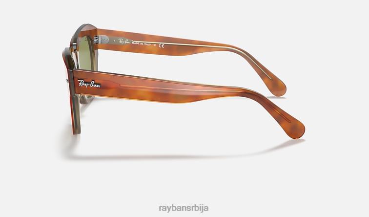Ray-Ban државна улица P0HP623 наочаре за сунце углачана хавана на провидној беж/светло зеленој боји мушкарци