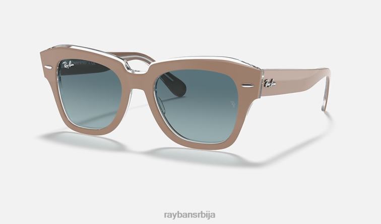 Ray-Ban државна улица P0HP624 наочаре за сунце полиран беж на транспарентно/плаво мушкарци
