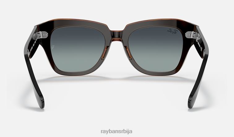 Ray-Ban државна улица P0HP626 наочаре за сунце полирано црно на браон/сиво/плаво мушкарци