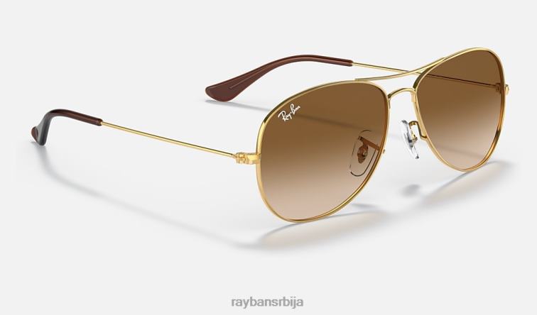 Ray-Ban кокпит P0HP628 наочаре за сунце полирано злато/светло браон мушкарци