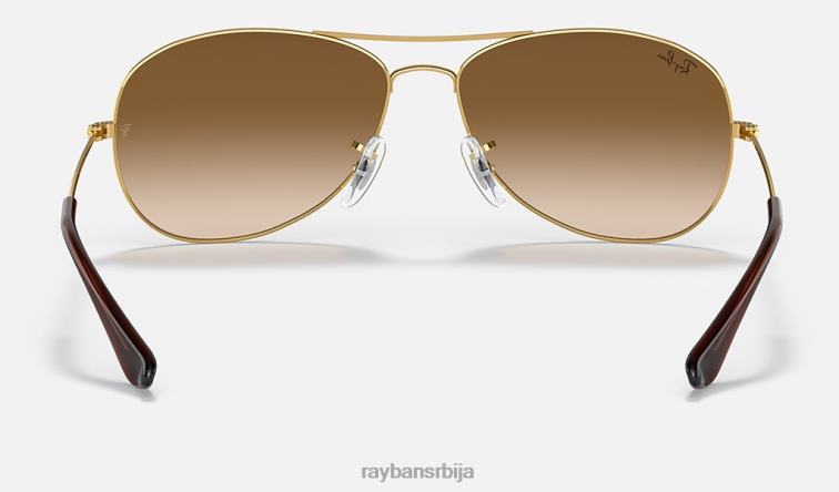 Ray-Ban кокпит P0HP628 наочаре за сунце полирано злато/светло браон мушкарци