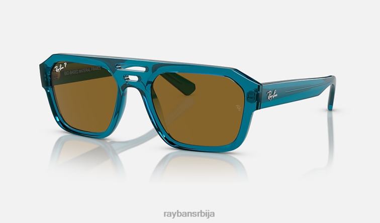 Ray-Ban цорриган био-басед P0HP63 наочаре за сунце полирани провидни светлоплави/тамно браон мушкарци