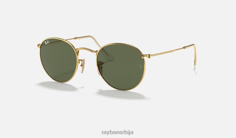Ray-Ban округла равна сочива P0HP636 наочаре за сунце полирано златно/зелено мушкарци