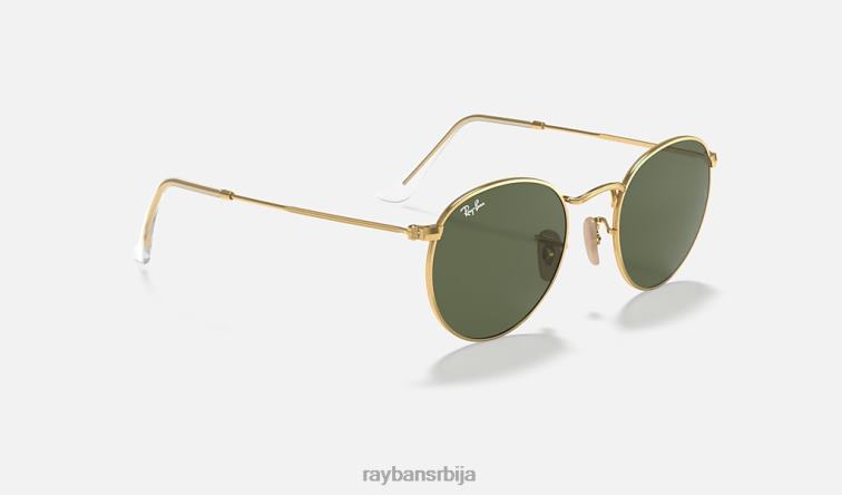 Ray-Ban округла равна сочива P0HP636 наочаре за сунце полирано златно/зелено мушкарци
