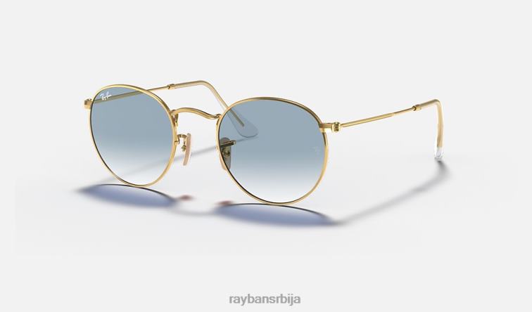 Ray-Ban округла равна сочива P0HP637 наочаре за сунце полирано злато/светло плаво мушкарци