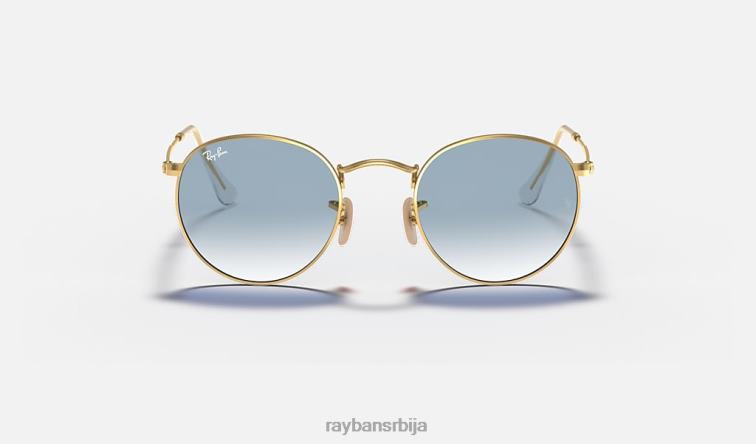 Ray-Ban округла равна сочива P0HP637 наочаре за сунце полирано злато/светло плаво мушкарци