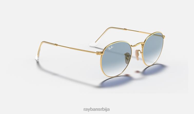 Ray-Ban округла равна сочива P0HP637 наочаре за сунце полирано злато/светло плаво мушкарци