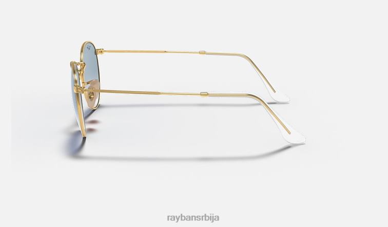 Ray-Ban округла равна сочива P0HP637 наочаре за сунце полирано злато/светло плаво мушкарци