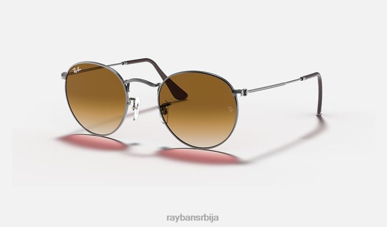 Ray-Ban округла равна сочива P0HP639 наочаре за сунце углачан гунметал/светло браон мушкарци