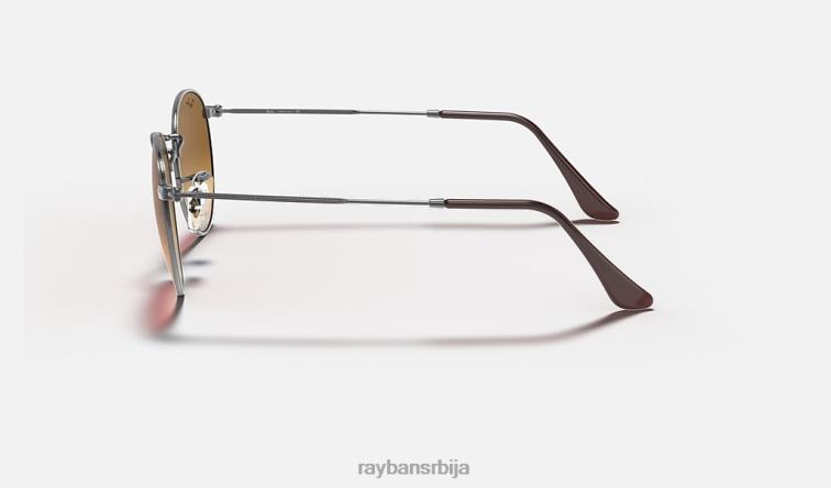 Ray-Ban округла равна сочива P0HP639 наочаре за сунце углачан гунметал/светло браон мушкарци