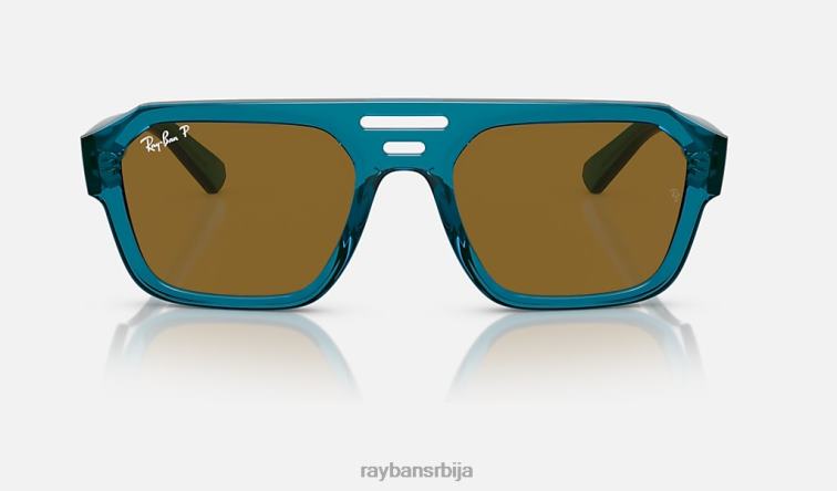 Ray-Ban цорриган био-басед P0HP63 наочаре за сунце полирани провидни светлоплави/тамно браон мушкарци