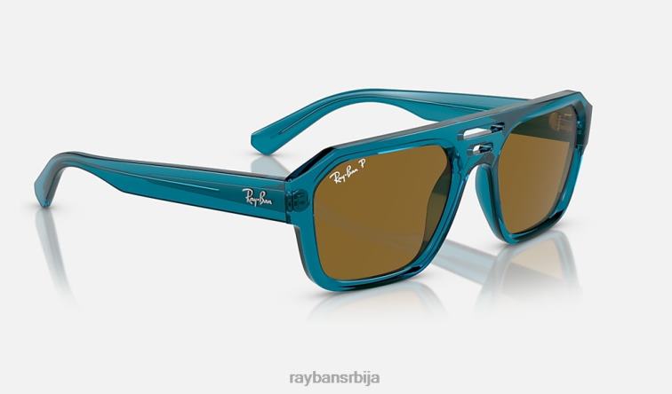 Ray-Ban цорриган био-басед P0HP63 наочаре за сунце полирани провидни светлоплави/тамно браон мушкарци