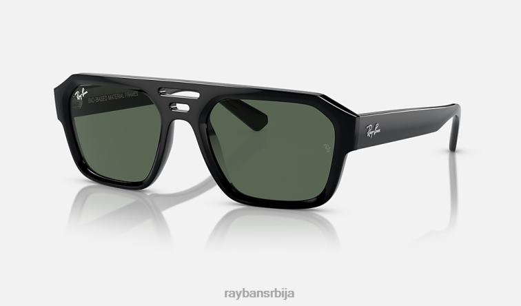 Ray-Ban цорриган био-басед P0HP64 наочаре за сунце полирана црна/тамно зелена мушкарци