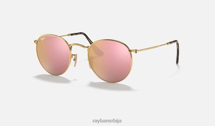 Ray-Ban округла равна сочива P0HP640 наочаре за сунце полирано злато/бакар мушкарци