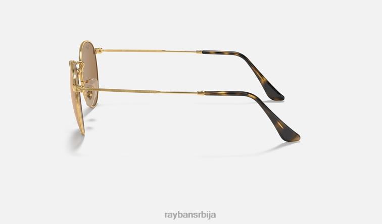 Ray-Ban округла равна сочива P0HP640 наочаре за сунце полирано злато/бакар мушкарци