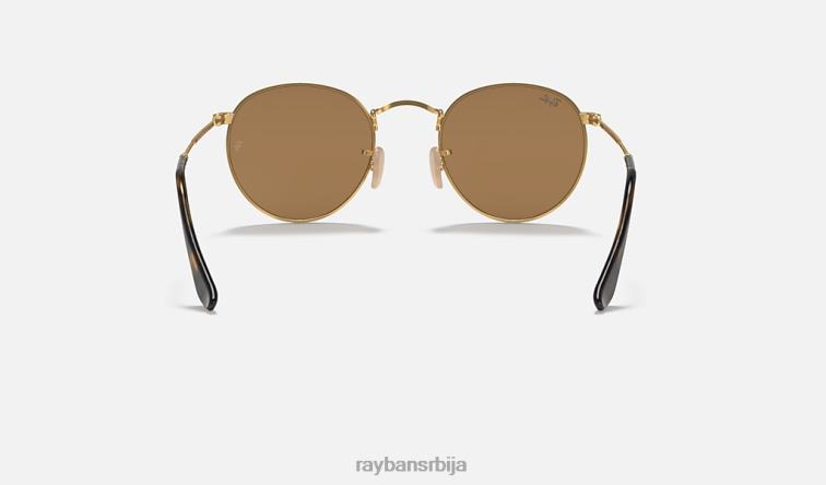 Ray-Ban округла равна сочива P0HP640 наочаре за сунце полирано злато/бакар мушкарци