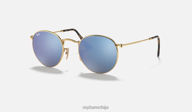 Ray-Ban округла равна сочива P0HP641 наочаре за сунце полирано злато/светло плаво мушкарци