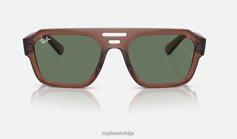 Ray-Ban цорриган био-басед P0HP65 наочаре за сунце полирана провидна браон/тамно зелена мушкарци