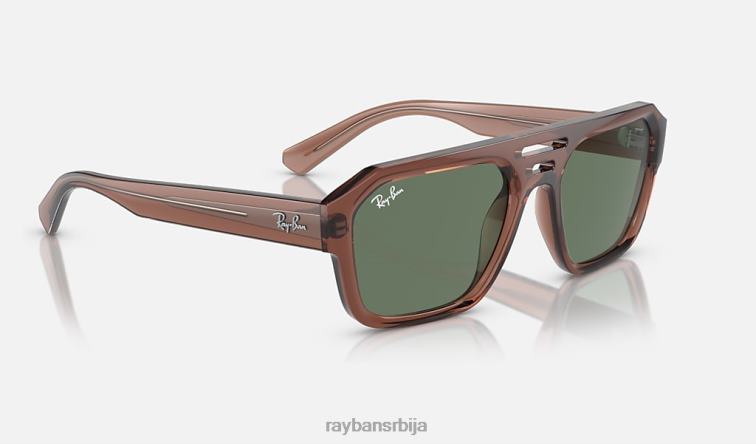 Ray-Ban цорриган био-басед P0HP65 наочаре за сунце полирана провидна браон/тамно зелена мушкарци