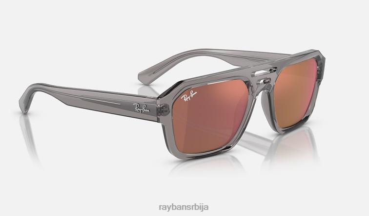 Ray-Ban цорриган био-басед P0HP67 наочаре за сунце полирана провидна сива/тамнољубичаста/црвена мушкарци