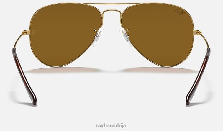 Ray-Ban авиатор цлассиц P0HP6 наочаре за сунце полирано злато/браон мушкарци