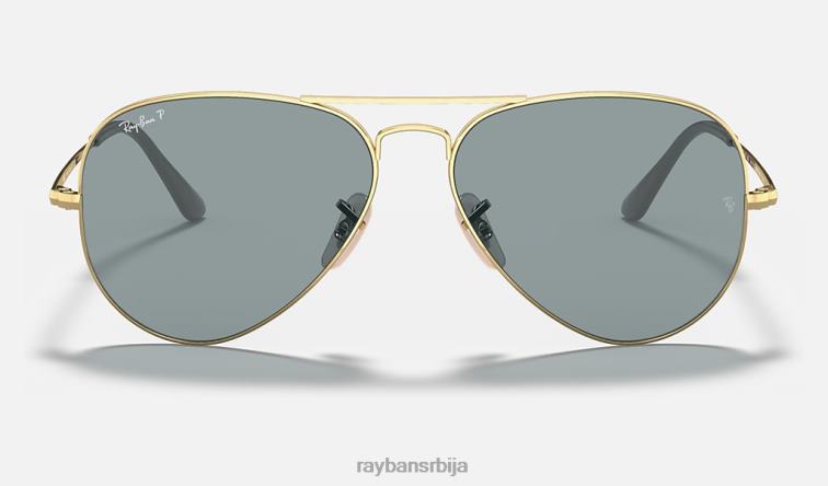 Ray-Ban авиатор метал ии P0HP701 наочаре за сунце полирано злато/светло плаво мушкарци