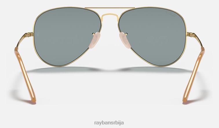 Ray-Ban авиатор метал ии P0HP701 наочаре за сунце полирано злато/светло плаво мушкарци