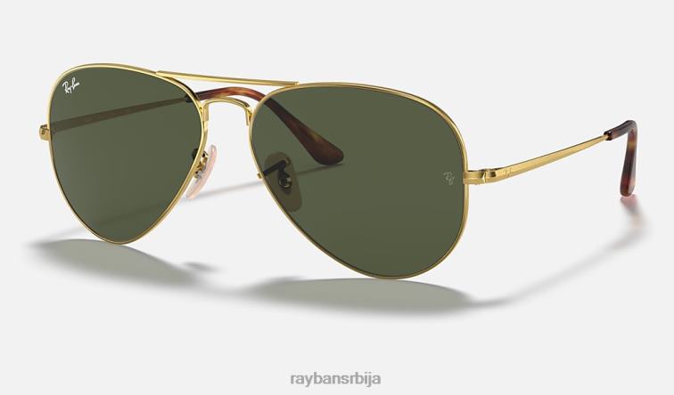 Ray-Ban авиатор метал ии P0HP702 наочаре за сунце полирано златно/зелено мушкарци