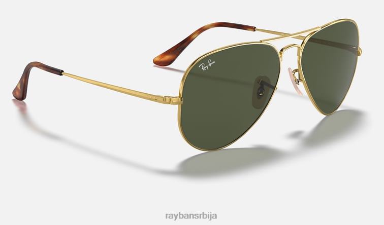 Ray-Ban авиатор метал ии P0HP702 наочаре за сунце полирано златно/зелено мушкарци