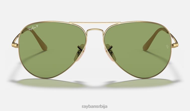 Ray-Ban авиатор метал ии P0HP703 наочаре за сунце полирано златно/зелено мушкарци