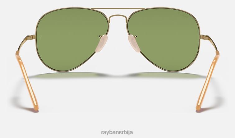 Ray-Ban авиатор метал ии P0HP703 наочаре за сунце полирано златно/зелено мушкарци