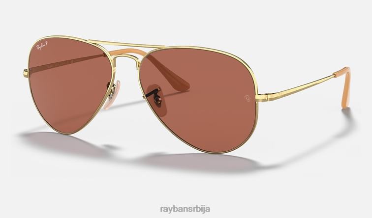 Ray-Ban авиатор метал ии P0HP704 наочаре за сунце полирано злато/љубичасто мушкарци