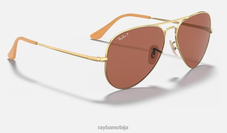 Ray-Ban авиатор метал ии P0HP704 наочаре за сунце полирано злато/љубичасто мушкарци