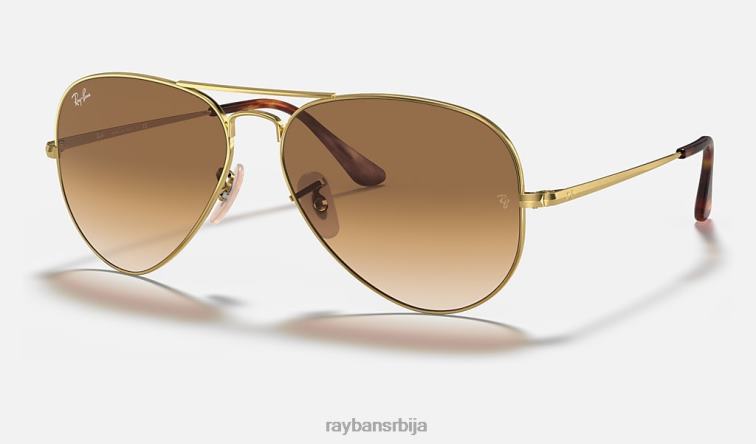 Ray-Ban авиатор метал ии P0HP705 наочаре за сунце полирано злато/светло браон мушкарци