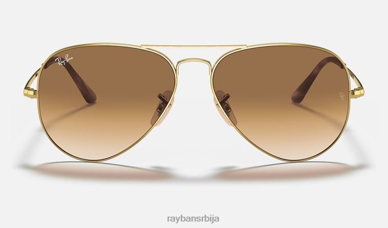 Ray-Ban авиатор метал ии P0HP705 наочаре за сунце полирано злато/светло браон мушкарци