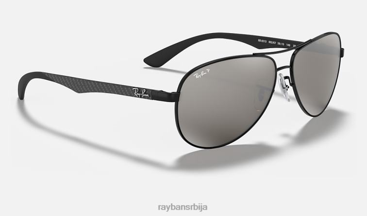 Ray-Ban карбонска влакна P0HP751 наочаре за сунце полирана црно/сива мушкарци