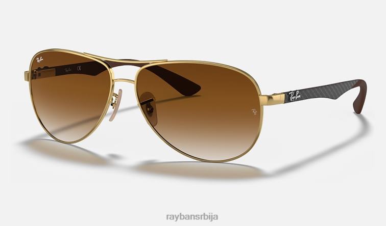 Ray-Ban карбонска влакна P0HP754 наочаре за сунце полирано злато/светло браон мушкарци