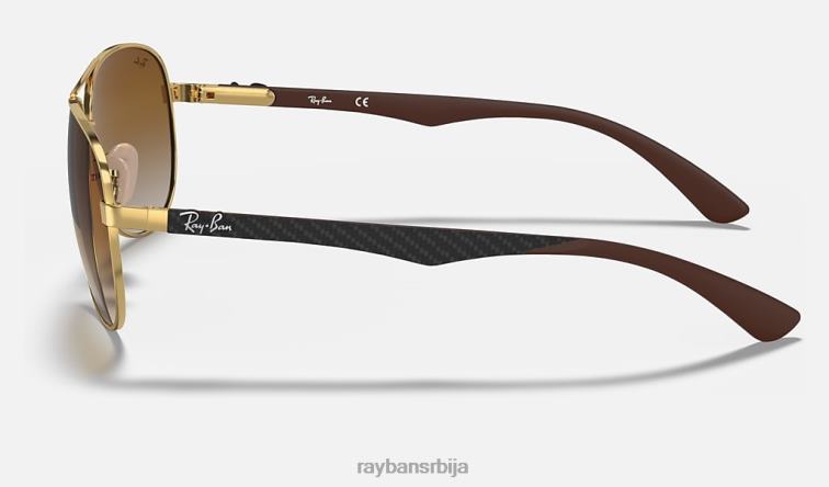 Ray-Ban карбонска влакна P0HP754 наочаре за сунце полирано злато/светло браон мушкарци