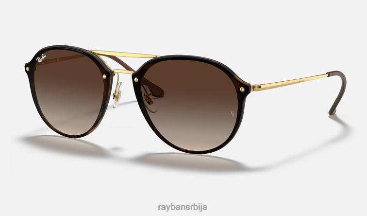 Ray-Ban букти дупли мост P0HP755 наочаре за сунце полирано светло хавана/браон мушкарци