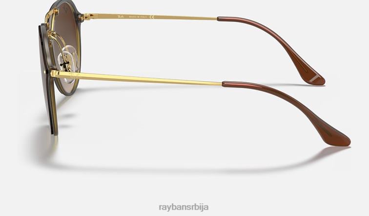 Ray-Ban букти дупли мост P0HP755 наочаре за сунце полирано светло хавана/браон мушкарци