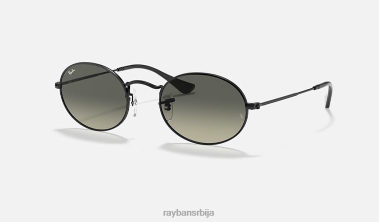 Ray-Ban овална равна сочива P0HP757 наочаре за сунце полирана црно/сива мушкарци