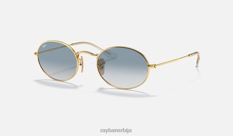 Ray-Ban овална равна сочива P0HP758 наочаре за сунце полирано злато/светло плаво мушкарци