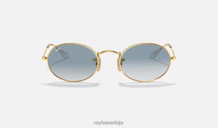 Ray-Ban овална равна сочива P0HP758 наочаре за сунце полирано злато/светло плаво мушкарци