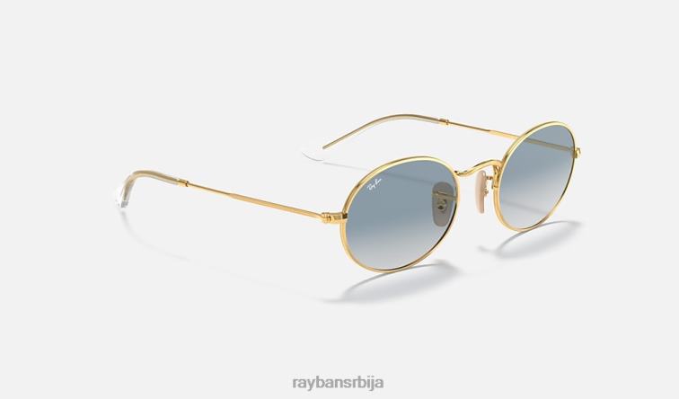 Ray-Ban овална равна сочива P0HP758 наочаре за сунце полирано злато/светло плаво мушкарци