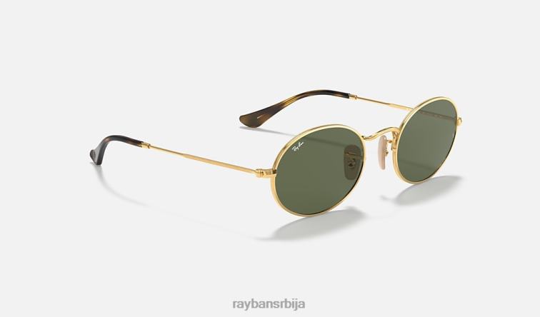 Ray-Ban овална равна сочива P0HP759 наочаре за сунце полирано златно/зелено мушкарци