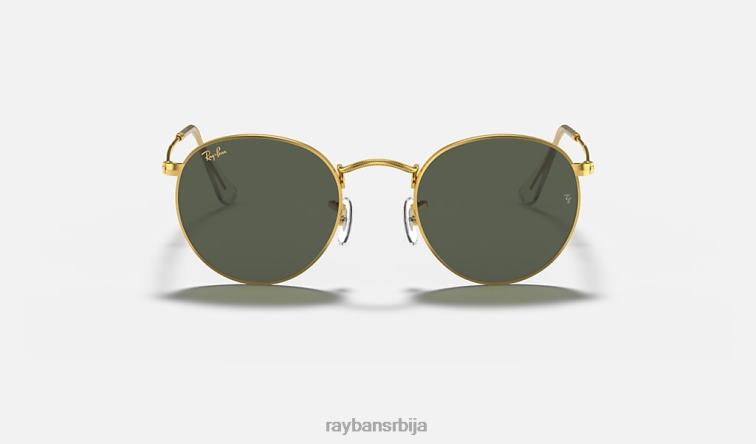 Ray-Ban округли метал P0HP781 наочаре за сунце полирано златно/зелено мушкарци