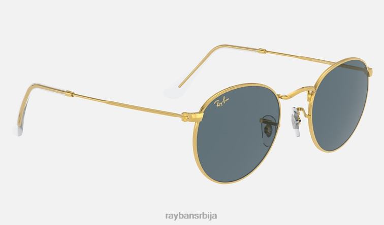 Ray-Ban округли метал P0HP782 наочаре за сунце полирано златно/плаво мушкарци